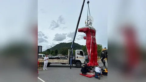 "ปอ ตนุภัทร" นำอุลตร้าแมน สูง 5 เมตร ตัวเดียวในโลก แก้บนไอ้ไข่วัดเจดีย์ 