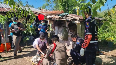 ลูกสุดชั่วแค้นพ่อดุด่า ยิง 5 นัด มีดฟันซ้ำ ตายสยดสยองคาสวนยาง