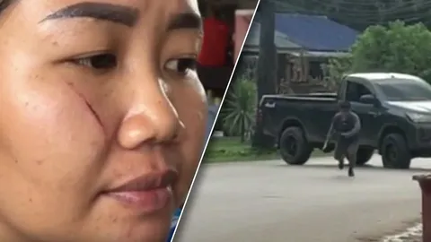 ชาวบ้านผวา ลูกชายนายก อบต.คลั่งไล่ฟันรถ ทำร้ายผู้หญิง (คลิป)