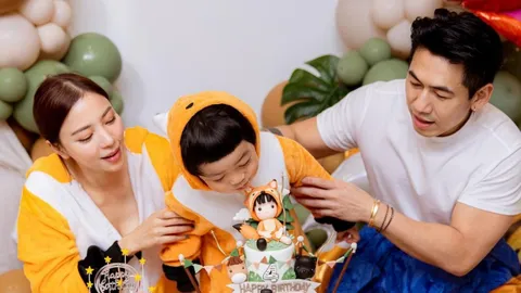 โมเมนต์อบอุ่น นิวเคลียร์-เพชรจ้า จัดปาร์ตี้ฉลองวันเกิด น้องไทก้า