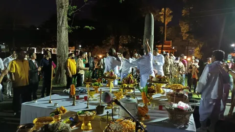 บวงสรวงรับศิวลึงค์ 1,300 ปี กลับเมืองคอน ฮือฮาเลขหางประทัด 3 ชุดตรงกันเป๊ะ