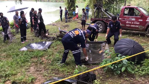 ตร.ค้นสระน้ำที่ตรังหาชิ้นส่วนรถ ยันเป็นคันที่ใช้บุกยิงเสี่ยรับเหมาสุราษฎร์