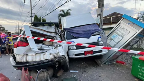 สุดเศร้า ว่าที่เจ้าบ่าวรอรับแฟนสาวเลิกงาน  ถูก 18 ล้อชนท้ายรถอัดร่างแฟนดับ