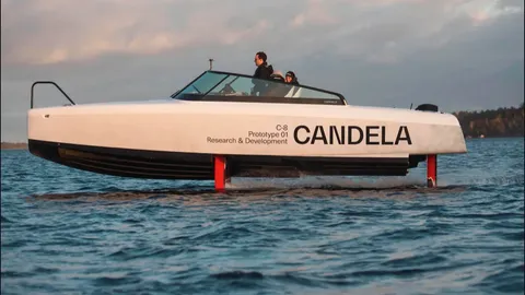 เรือเร็วพลังงานไฟฟ้าเทคโนโลยีไฮโดรฟอยล์ Candela C-8 Electric Boats วิ่งไกล เฉียด 100 กิโลเมตร 