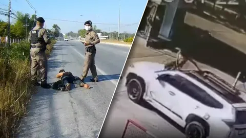 ระทึก หนุ่มคลั่งโดดเกาะรถติดหนึบ คนขับร้องลั่นไม่รู้ใคร ไม่เคยรู้จัก (คลิป) 