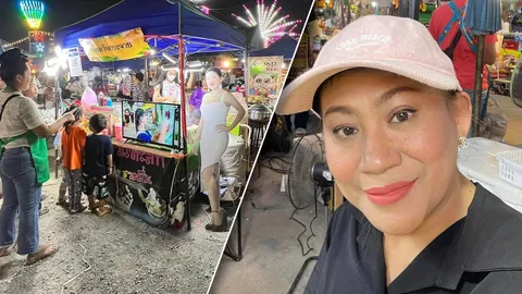 จอย ชวนชื่น ไม่อายทำกิน พาลูกสาวไปขายขนมควันทะลักในงานวัด 