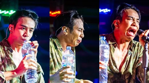 อย่างฮา ก้อง ห้วยไร่ ร้องเพลงมาเหนื่อยๆ หยิบน้ำขึ้นมาดื่มอึกเดียวแทบสำลัก