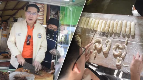 "เต้" บุกตรัง ทอดปาท่องโก๋ "ลุงตู่"-สับหมูย่าง บอก กินคู่กันยิ่งอร่อย