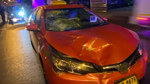 หนุ่มพม่าวิ่งข้ามถนน โดนแท็กซี่ชนดับ ชาวบ้านบอกสะพานลอยก็มี