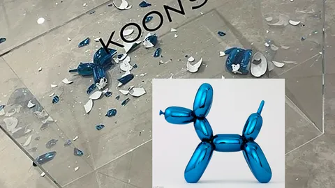 สาวช็อก ทำผลงานศิลปะ “บอลลูนสุนัข” ของศิลปินดัง มูลค่า 1.45 ล้านตกแตก