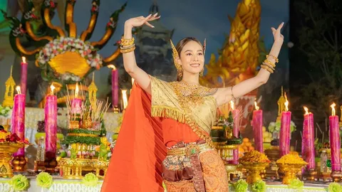 สวยตะลึง! “การ์ตูน-ณัฐฌา” รำบวงสรวงยกเศียรปู่พญานาค ต้อนรับ “สร้อยนาคี” ลงจอ