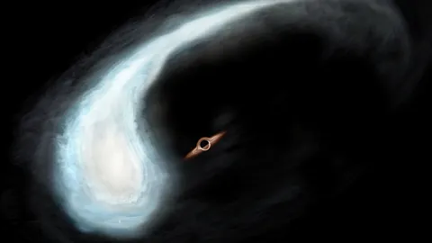 เมฆโมเลกุลประหลาดยืดโคจรรอบหลุมดำ