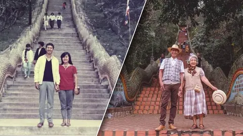 สุดน่ารัก เจ้าของภาพไวรัลดัง เล่าหวาน "40 ปี รักไม่เปลี่ยน" หวนถ่ายรูปจุดเดิม