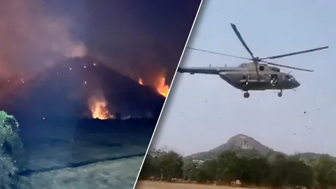 ทบ. ส่งทหาร พร้อม ฮ. MI-17 2 ลำ บินโปรยน้ำดับเร่งไฟเขาแหลม (คลิป)