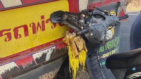 สลด ตายายขี่จยย.จะไปไหว้เช็งเม้ง ชนท้ายรถพ่วงเสียชีวิตทั้งคู่ 