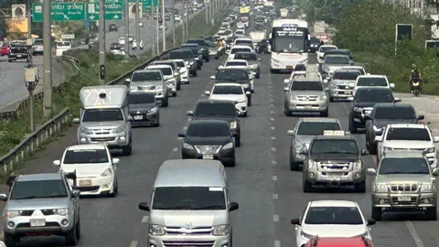 คนกลับจากฉลองสงกรานต์แล้ว ถ.มิตรภาพช่วงปากช่องรถแน่น เปิดเลนพิเศษ กม.39