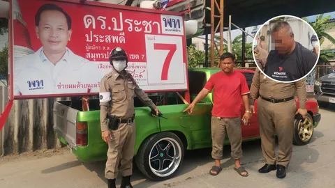 เลือกตั้ง 66 : แจ้ง 4 ข้อหา หนุ่มสติไม่ดีปาประทัดใส่รถหาเสียงพรรคเพื่อไทย