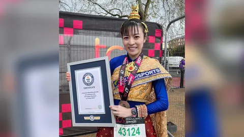 "หมอมิยู" สวมชุดไทย วิ่งลอนดอนมาราธอน 2023 บันทึกสถิติโลก 