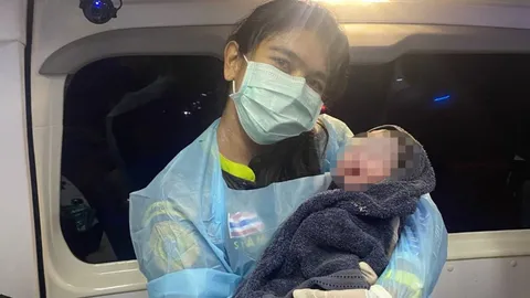 สาวทุ่งสงสุดอั้นคลอดทารกหญิงบนรถกู้ภัย คอหวยทราบข่าวตามส่องทะเบียนลุ้นโชค