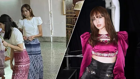 ลิซ่า BLACKPINK นุ่งผ้าซิ่นเข้าวัด ลุคนี้สวยหวานเรียบร้อยมาก