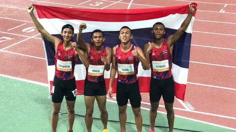 ลมกรดชายไทยมาเหนือ สับแหลกซิวทองผลัด 4 x 400 เมตร เยาวชนชิงแชมป์เอเชีย 2023 (คลิป)