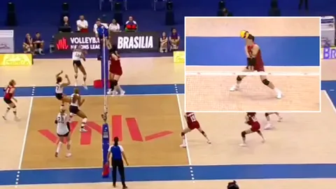 เต็มคาราเบลของจริง "วิภาวี" ถูก "ตบสาวสหรัฐฯ" ตีบอลอัดใส่หน้า ก่อนคู่แข่งยกมือขอโทษ (คลิป)