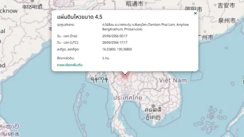 ปภ. เฝ้าระวังสถานการณ์ "แผ่นดินไหว" จ.พิษณุโลก พร้อมเร่งสำรวจความเสียหาย