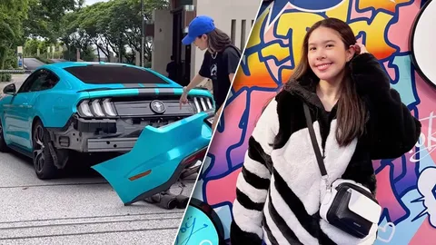 ชาช่า น้ำตาตก รถหรูครูดทางเข้า กันชนฉีกขาดขับต่อไม่ได้ หมู่บ้านขอรับผิดชอบ