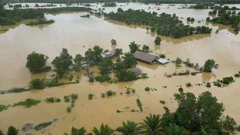 น้ำท่วมที่ อ.ตะกั่วป่า ทำบ้านเรือนและสวนปาล์มเสียหาย คาด 1-2 วันถึงกลับสู่ปกติ (คลิป)