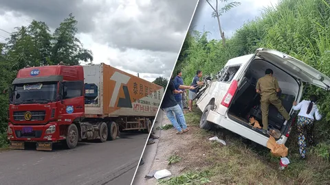 รถตู้กรุ๊ปทัวร์ไทย ชนรถพ่วงใน สปป.ลาว ตาย 6 ศพ เพิ่งกลับจากเที่ยวคุนหมิง