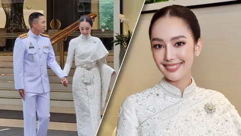 แก๊ป ชนกสุดา นักแสดงสาวช่อง 3 ควงผู้กองหนุ่มเข้าพิธีวิวาห์สุดชื่นมื่น