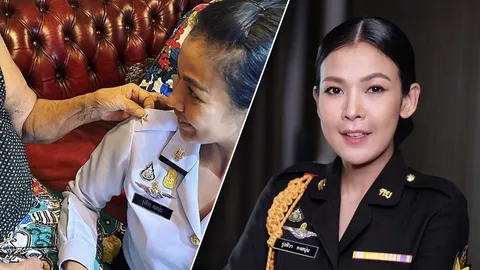 ปุ๋ย รุ่งทิวา พิธีกรรายการลูกทุ่งดัง ยิ้มแก้มปริได้เลื่อนติดยศผู้หมวด 