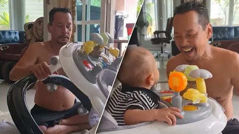 เผยโมเมนต์ เท่ง เถิดเทิง คุณปู่สุดน่ารัก ต่อรถนั่งเล่นให้หลาน (คลิป)