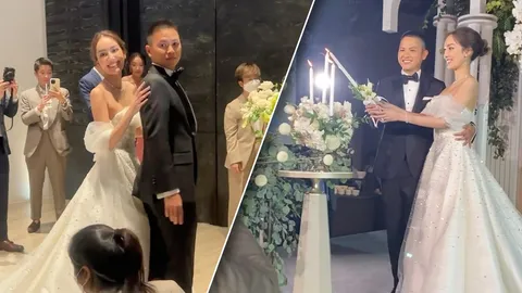 เก็บตกบรรยากาศ แก๊ป ชนกสุดา ควง ผู้กองไอซ์ ฉลองวิวาห์หวาน (คลิป)