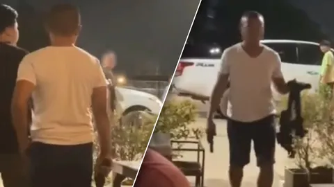 ชายหัวเกรียนถือปืนเบ่งร้านกินดื่ม ที่แท้ตำรวจจริง ผกก.ศรีมหาโพธิ เรียกคุยแล้ว