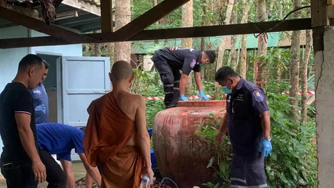 อัตวินิบาตกรรมพิสดาร พระหนุ่มใช้สายไฟพันรอบตัว เสียบปลั๊ก โดดลงโอ่ง 