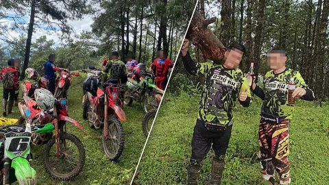 แก๊ง จยย.วิบาก ลอบเปิดทริปเที่ยวดอยค้ำฟ้า ตั้งแคมป์ตัดไม้สนก่อไฟ ดื่มเหล้า (คลิป)