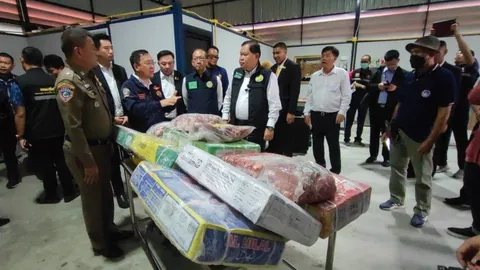 จับจริงปราบจริง รมช.ไชยานำทีมจับเนื้อเถื่อน 75 ตันจากนอก ซุกห้องเย็นที่ปทุมธานี