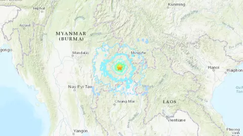 ระทึก แผ่นดินไหวเมียนมา ขนาด 5.7 ใกล้เมืองเชียงตุง สะเทือนถึงไทย