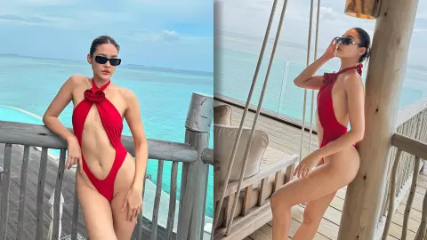 ปุ๊กลุก แซ่บไม่มีพัก นุ่งวันพีซสีแดงแหวกเว้าได้ใจ ไมค์ ถึงกับคอมเมนต์