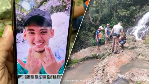 หนุ่มฝรั่งเศส พาแฟนเที่ยวน้ำตกเกาะสมุย แอบเข้าจุดอันตรายพลัดตกจมหาย