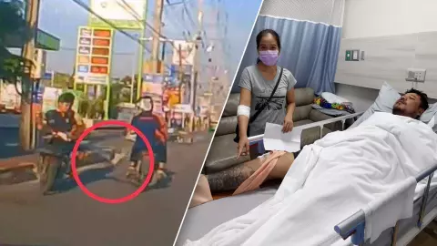 ไม่เหี้ยมจริงทำไม่ได้ ขี่ จยย.ย้อนศร ดักถีบรถคู่อริล้มขาหัก (คลิป) 