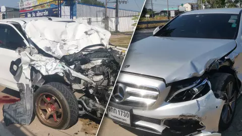 ช่างลองเครื่อง เบนซ์ ลูกค้า ซิ่งเฉี่ยวปิกอัพชนอัดท้ายรถพ่วง ดับ 1 สาหัส 2 