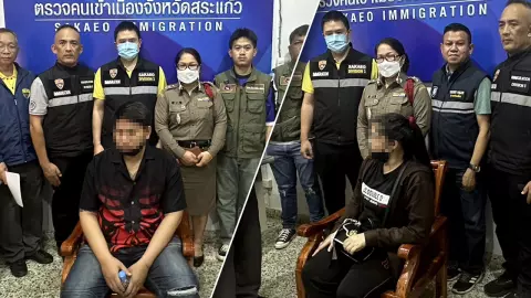 ตม.สระแก้ว รวบ 2 บัญชีม้า คาด่านอรัญฯ ขณะกำลังจะหลบหนีไปยังเขมร