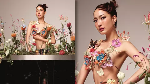 แต้ว ณฐพร เปลือยอกสวมบราดอกไม้ เผยความเซ็กซี่รับต้นปี