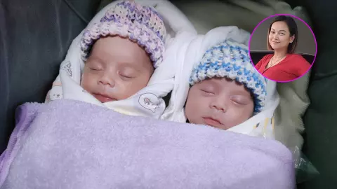 แมงปอ ชลธิชา อวดลูกสาวฝาแฝดทักทายแฟนๆ หน้าตาน่ารักมาก