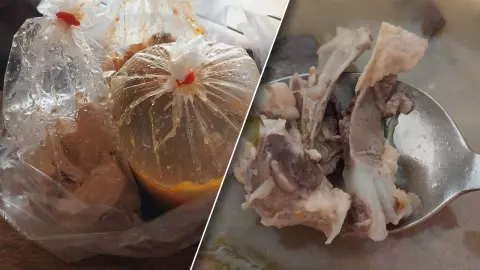 ทำบุญอาจได้บาป สาวเผยภาพ "แกงชุด" ใส่บาตรพระ เต็มไปด้วย "เศษกระดูกไก่"