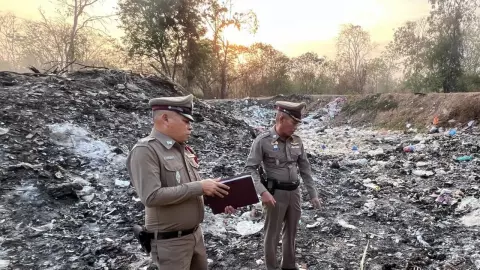 พบศพถูกเผานั่งยาง กลางบ่อขยะขอนแก่น เหลือแต่โครงกระดูก ไม่รู้หญิงหรือชาย