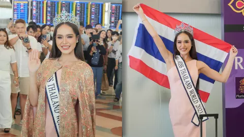 ทารีน่า ปลื้มแฟนๆ ส่งแน่นสนามบิน หวังคว้ามงกุฎมิสเวิลด์ 2023 ที่อินเดีย