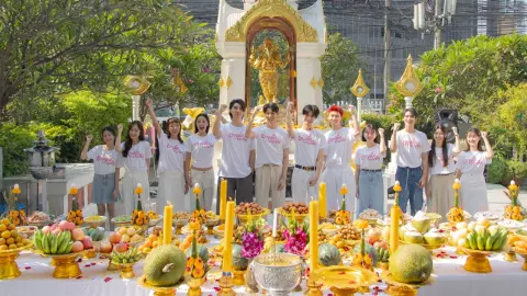บวงสรวงขอพรซีรีส์ อายุมั่นขวัญยืน ผู้บริหาร-ผู้กำกับ-นักแสดง ร่วมงานอบอุ่น